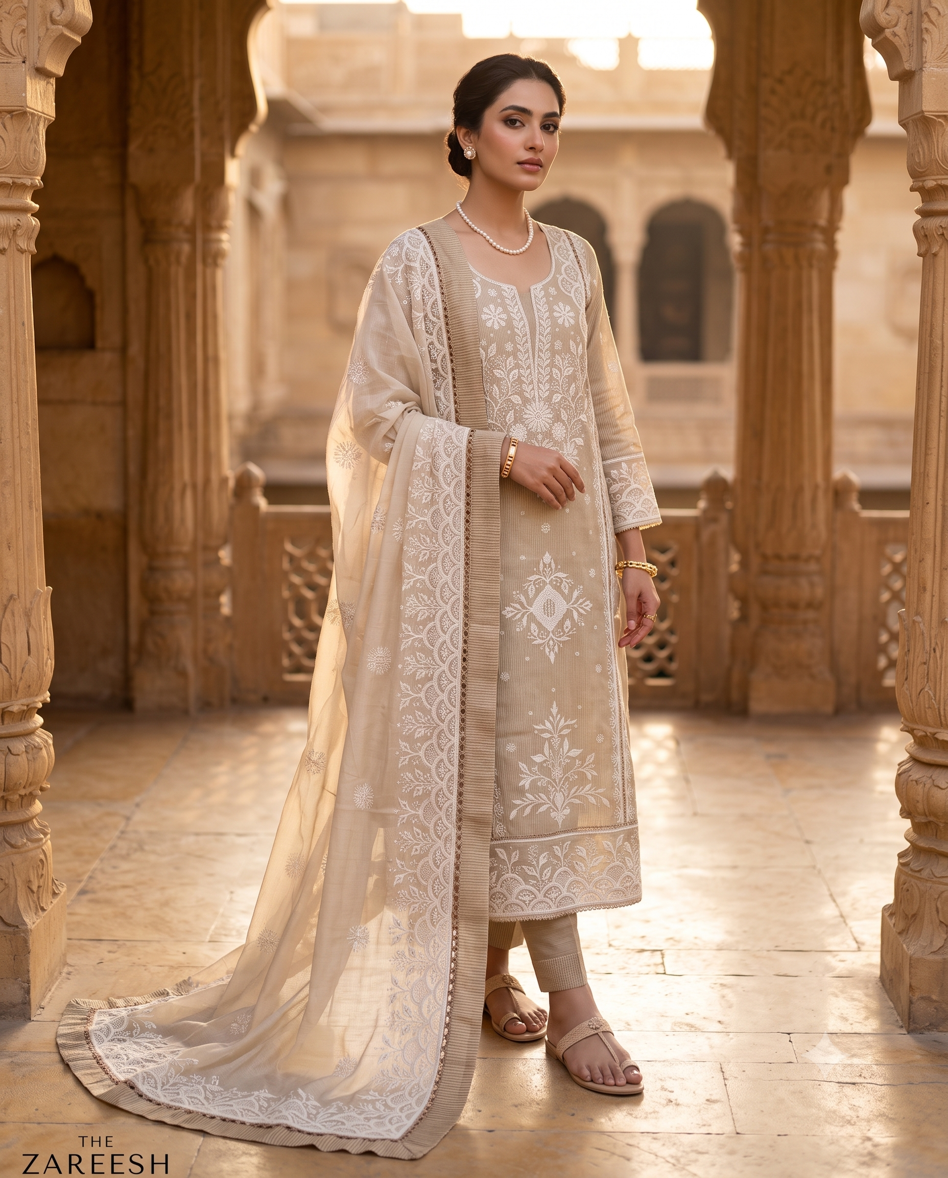 Chikankari Party wear Cotton Silk Unstitched Suit - The Zareesh